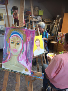Workshop portret schilderen in Wageningen op familiedag